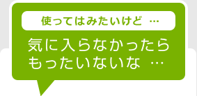 使ってはみたいけど・・気に入らなかったらもったいないな・・